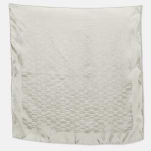 مملوكة مسبقًا وشاح حرير هيرميس بنقشة حرف H رمادي