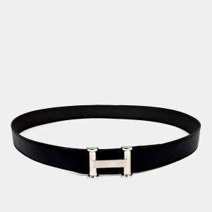 مملوكة مسبقًا Hermes Leather Black H Reversible Belt