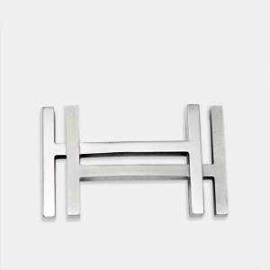 Pre Owned Hermes H Au Carre Palladium Finish Belt Buckle