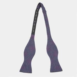 Pre Owned Hermès Purple Dotted Waves Silk Jacquard Adjustable Bow Tie