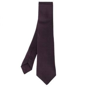Pre Owned Hermès Prune Faconnee H Silk Jacquard Tie