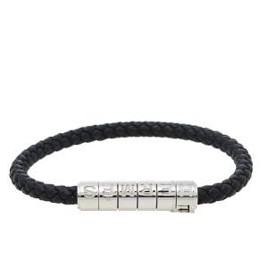 Pre Owned Hermès Black Braided Leather Goliath Code Bracelet