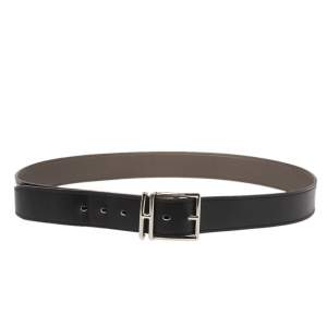 Hermes Black/Etain Box and Togo Leather Nathan Belt 95CM