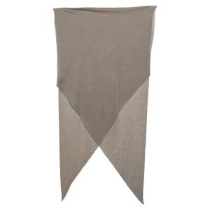 Pre Owned Hermes Grey Cashmere Silk Ribbed Knit Wrap