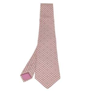 Pre Owned Hermes Pink Geometric Circles Patterned Silk Tie