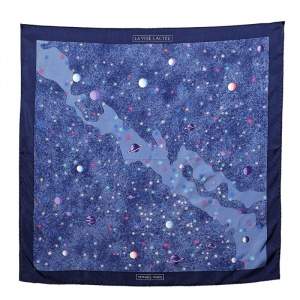 Pre Owned Hermès Blue La Voie Lactee Silk Gavroche Scarf