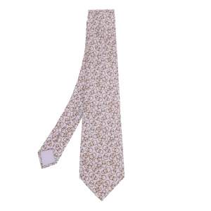 ربطة عنق هيرمس حرير جاكار بطبعات حلقات متشابكة بنفسجي 