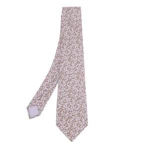 Hermes Lilac Interlocking Rings Printed Silk Jacquard Tie