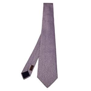 ربطة عنق هيرمس حرير جاكارد نقشة متعرجة بنفسجي