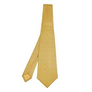 Hermes Yellow Diamond Printed Silk Tie