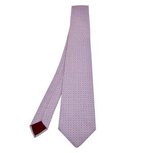 ربطة عنق هيرمس حرير جاكار وردي مطبوع نقط 