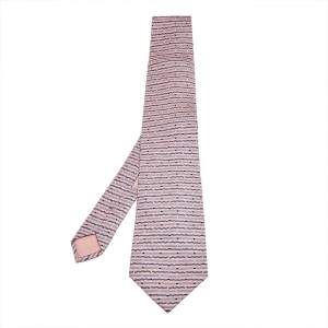 Hermes Pink Printed Silk Tie