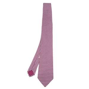 Hermes Onion Pink Geometric Printed Silk Tie
