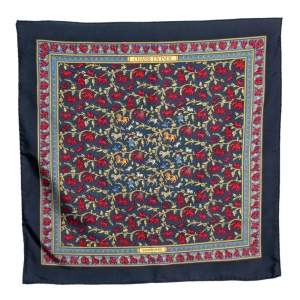 Pre Owned Hermes Multicolor Chasse En Inde Printed Silk Pocket Square
