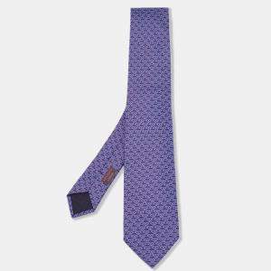 Hermès Purple Jacquard Motif Silk Tie