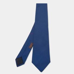 Hermes Royal Blue Patterned Jacquard Classic Tie
