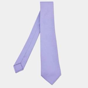 Hermes Purple Faconne H Silk Jacquard Tie