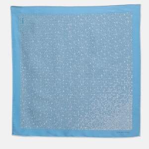Hermes Blue H Print Silk Pocket Square