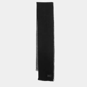 Hermes Black Colorblock Chevron Cashmere Muffler