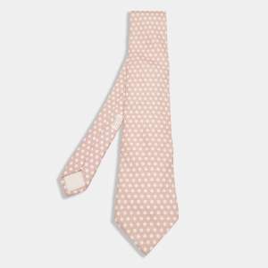 Hermes Peach H Link Print Silk Traditional Tie