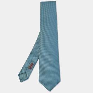 Hermes Green/Blue Patterned Silk Tie