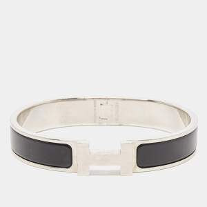 Hermès Clic H Black Enamel Palladium Plated Bracelet