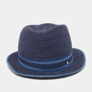 Hermes Navy Blue Striped Detail Hemp Claudio Hat (60)