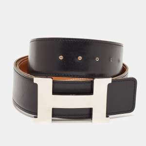 Hermes Black Box Leather Constance Belt 85CM