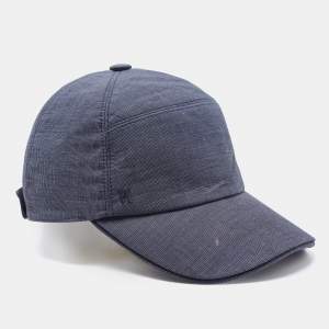 Hermès Navy Blue Cotton & Linen Lined Baseball Cap (57)