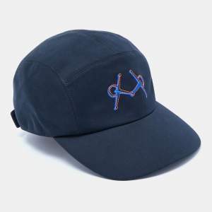 Hermes Midnight Blue Embroidered Cotton Baseball Cap Size 59