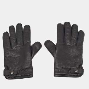 Hermes Black Deerskin and Cashmere Gloves Size 8.5