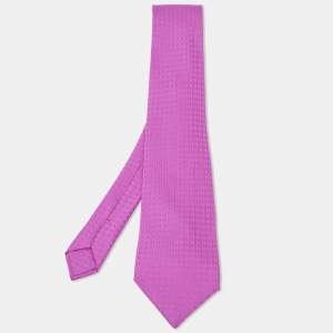 Hermes Purple H Patterned Silk Traditional Tie