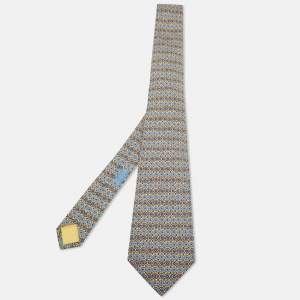 Hermès Multicolor Printed Silk Tie