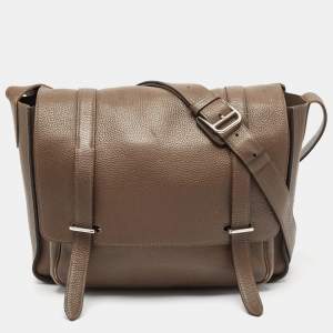 Hermes Taupe Taurillon Clemence Leather Steve Messenger Bag