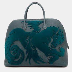 Hermes Bolide 1923 Chimeres Dragon Vert Shipley Togo Leather Velvet Size 45
