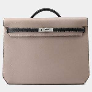 Pre Owned Hermes Kelly Depeche Spo Gris Asphalt/Black Epsom Size 36