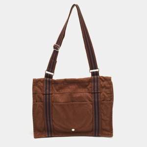 Pre Owned Hermes Fourre Tout Vassus Brown Canvas Messenger Bag