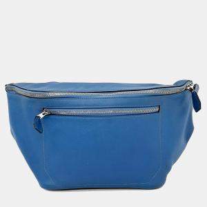 مملوكة مسبقًا Hermes Blue Leather City Slide Belt Bag (C)