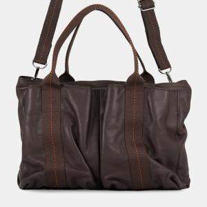 Pre Owned Hermes Caravan Horizontal Mm Chocolat Derma Leather Shoulder Bag