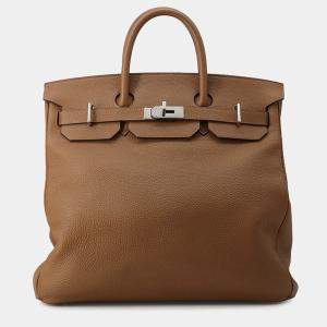 Pre Owned Hermes Haut A Courroies 40 Fauve Togo Calfskin Leather Top Handle Bag