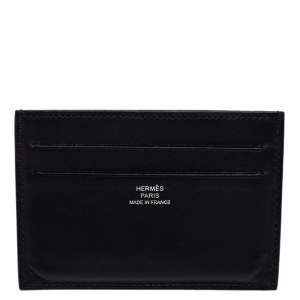 Hermés Noir Swift Leather Citizen Twill Card Holder
