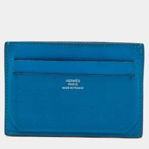 Hermes Blue Izmir Evercolor Leather Citizen Twill Card Holder