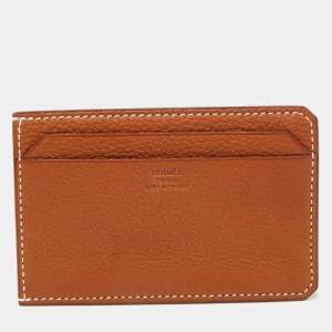 Hermès Fauve Barena Faubourg Leather City 4CC Card Holder