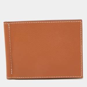 Hermès Gold Evercolor Leather Poker Compact Wallet