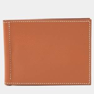 Hermes Gold Evercolor Leather Poker Compact Wallet