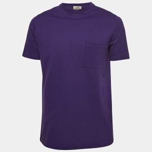 Hermes Purple Cotton Pique Round Neck T-Shirt M