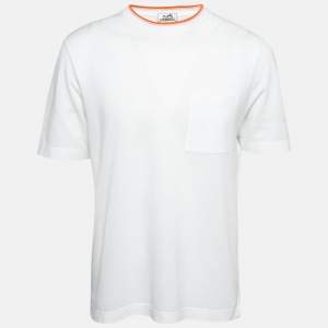 Hermès White Cotton Pique Crew Neck T-Shirt L