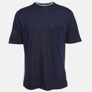 Hermes Navy Blue Cotton Pique Knit Half Sleeve T-Shirt M