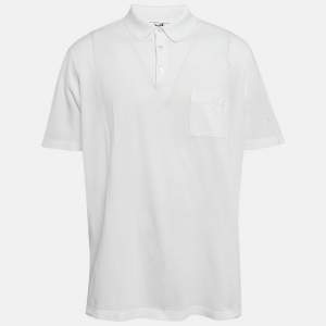 Hermes White Pique Cotton Polo T-Shirt XXXL