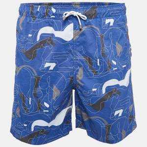 Hermes Blue Printed Nylon Swim Shorts XS